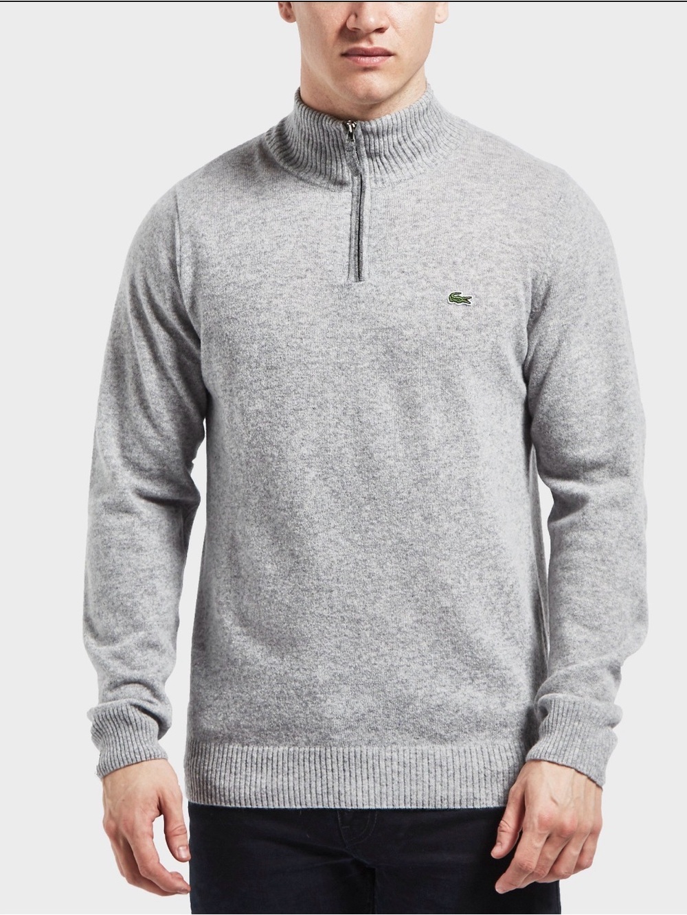 Lacoste 100% Virgin Wool Quarter Zip Sweater Gray Men’s Size 5